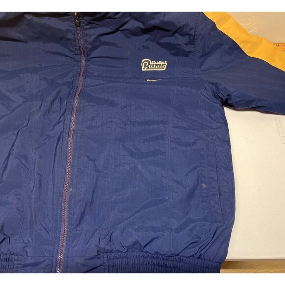 VTG St. Louis Rams Nike Teams Puffer Coat Jacket Hooded Mens XL Football NFL - Picture 7 of 12